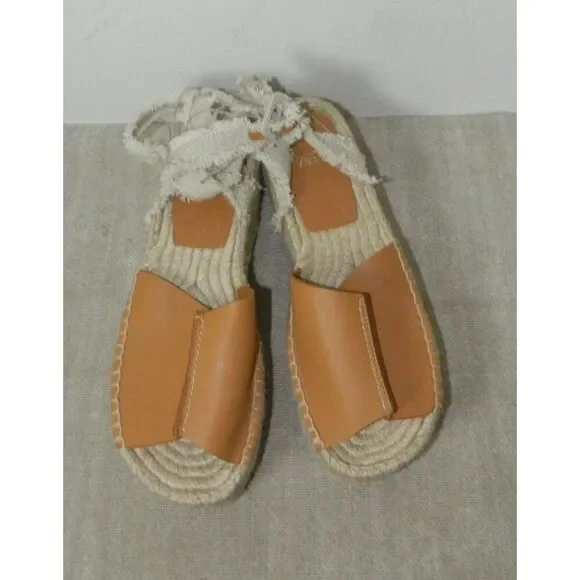 ZARA LEATHER FLATFORM SANDALS SIZE  8 US BROWN‎ - Picture 4 of 9